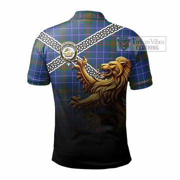 Edmonstone Crest Tartan Polo Shirt with Golden Lion Emblem Celtic Style - Tartan Vibes Clothing