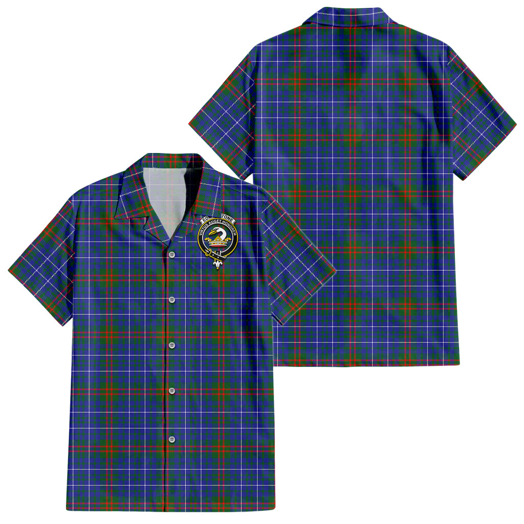 Edmonstone Tartan Hawaiian Shirt with Family Crest - Tartan Vibes Clothing