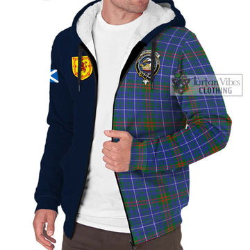 Edmonstone Tartan Sherpa Hoodie Alba with Scottish Lion Royal Arm Half Style - Tartan Vibes Clothing