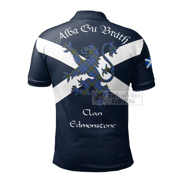 Edmonstone Tartan Lion Rampant Polo Shirt Proudly Display Your Heritage with Alba Gu Brath and Clan Name - Tartan Vibes Clothing