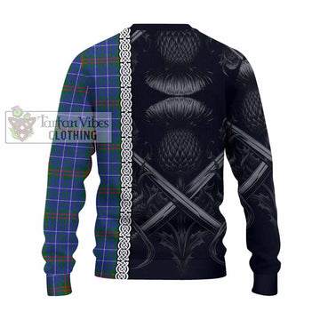 Edmonstone Tartan Knitted Sweater with Family Crest Cross Sword Thistle Celtic Vibes - Tartan Vibes Clothing