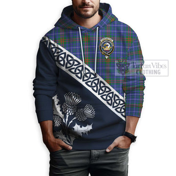Edmonstone Tartan Hoodie Featuring Thistle and Scotland Map - Tartan Vibes Clothing