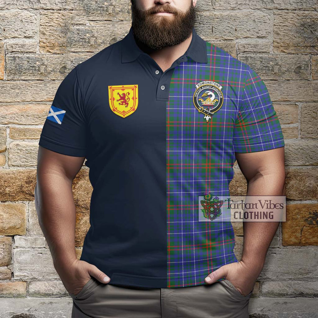 Edmonstone Tartan Polo Shirt Alba with Scottish Lion Royal Arm Half Style - Tartan Vibes Clothing