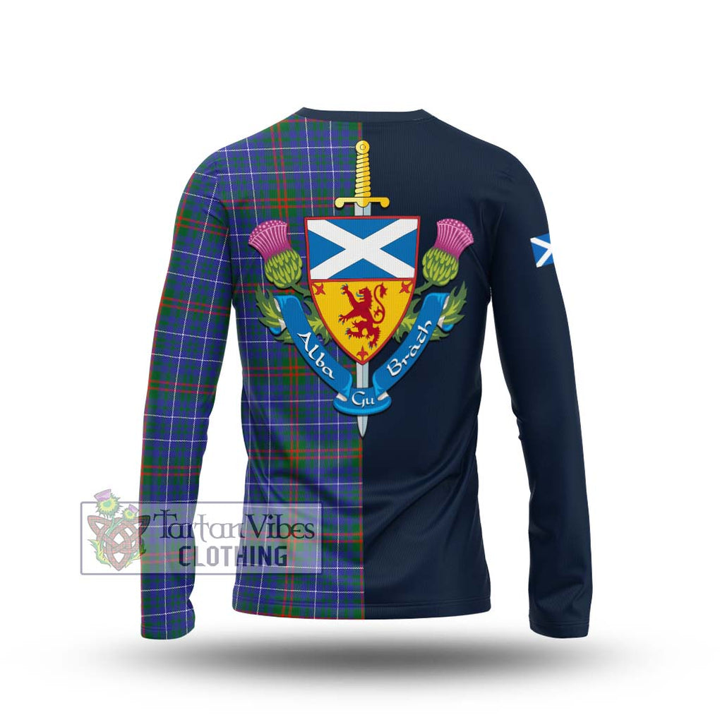 Edmonstone Tartan Long Sleeve T-Shirt Alba with Scottish Lion Royal Arm Half Style - Tartan Vibes Clothing