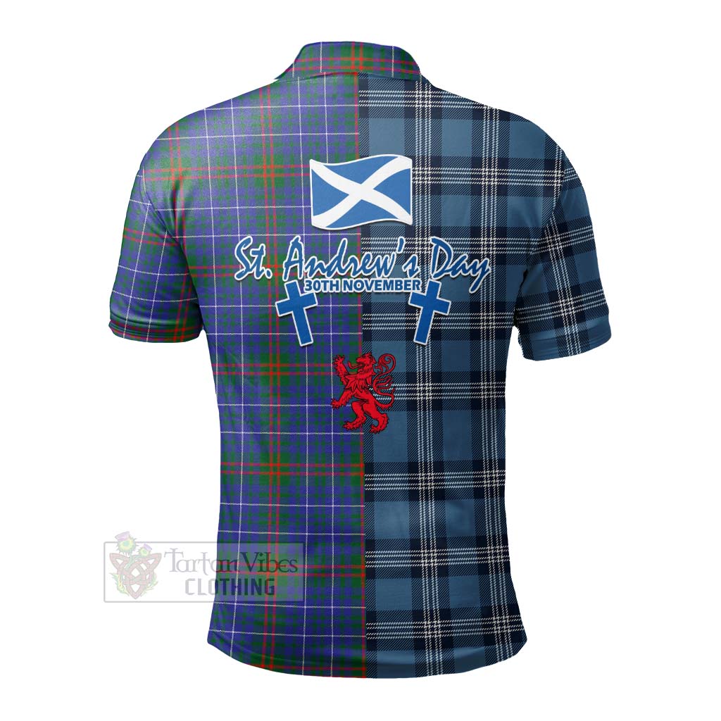 Edmonstone Tartan Polo Shirt Happy St. Andrew's Day Half Tartan Style - Tartan Vibes Clothing