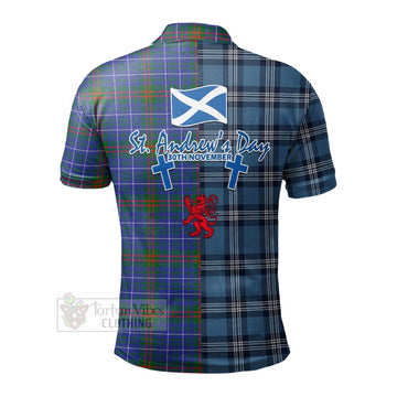 Edmonstone Tartan Polo Shirt Happy St. Andrew's Day Half Tartan Style - Tartan Vibes Clothing