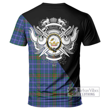 Edmonstone Tartan T-Shirt with Family Crest and Military Logo Style - Tartan Vibes Clothing