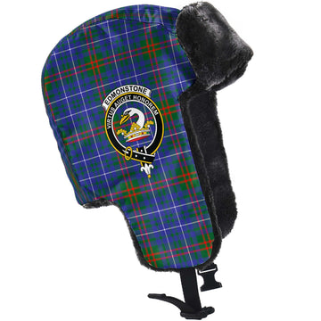 Edmonstone Tartan Winter Trapper Hat with Family Crest - Tartan Vibes Clothing