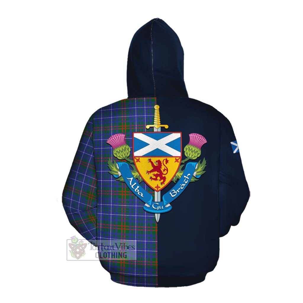 Edmonstone Tartan Cotton Hoodie Alba with Scottish Lion Royal Arm Half Style Pullover Hoodie - Tartan Vibes Clothing