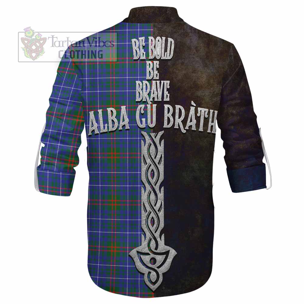 Tartan Vibes Clothing Edmonstone Tartan Family Crest Ghillie Kilt Shirt Alba Gu Brath Be Brave Lion Ancient Style