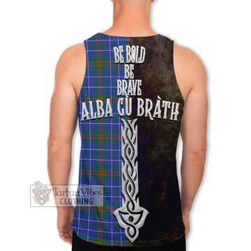Tartan Vibes Clothing Edmonstone Tartan Family Crest Men's Tank Top Alba Gu Brath Be Brave Lion Ancient Style