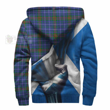 Edmonstone Tartan Sherpa Hoodie with Family Crest Scotland Patriotic Style - Tartan Vibes Clothing