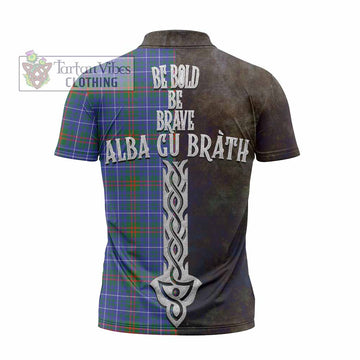 Tartan Vibes Clothing Edmonstone Tartan Family Crest Zipper Polo Shirt Alba Gu Brath Be Brave Lion Ancient Style