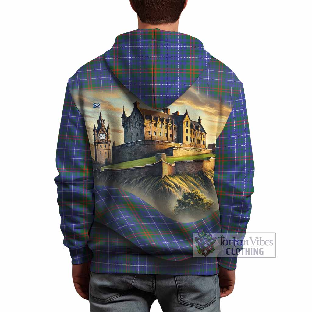 Edmonstone Tartan Family Crest Hoodie with Scottish Ancient Castle Style - Tartan Vibes Clothing