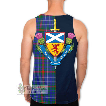 Edmonstone Tartan Men's Tank Top Alba with Scottish Lion Royal Arm Half Style - Tartan Vibes Clothing