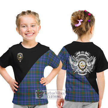 Edmonstone Tartan Kid T-Shirt with Family Crest and Military Logo Style - Tartan Vibes Clothing