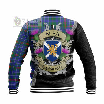 Edmonstone Tartan Family Crest Baseball Jacket Lion Rampant Royal Thistle Shield Celtic Inspired - Tartan Vibes Clothing