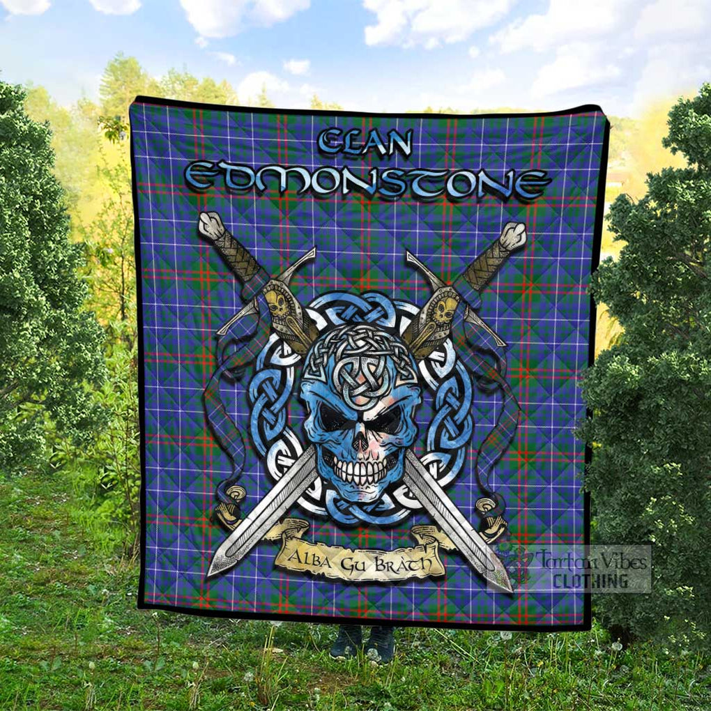 Edmonstone Tartan Quilt with Celtic Skull Alba Gu Brath Style - Tartan Vibes Clothing