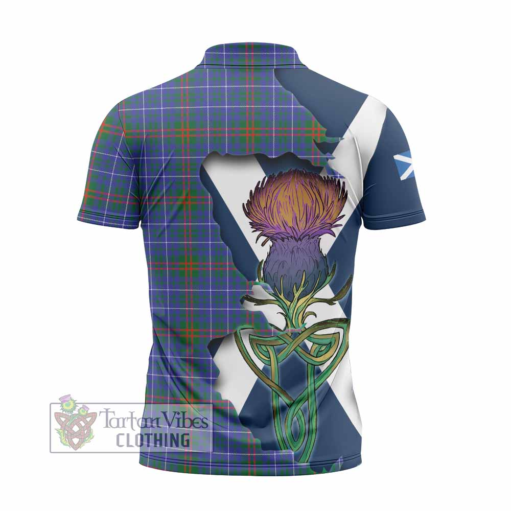 Tartan Vibes Clothing Edmonstone Tartan Family Crest Zipper Polo Shirt Scottish Thistle Celtic Inspired