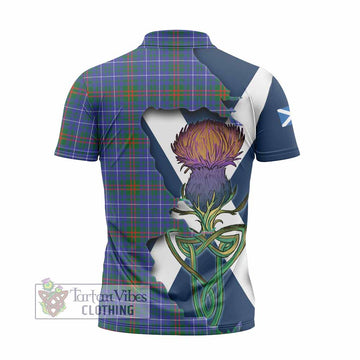 Tartan Vibes Clothing Edmonstone Tartan Family Crest Zipper Polo Shirt Scottish Thistle Celtic Inspired