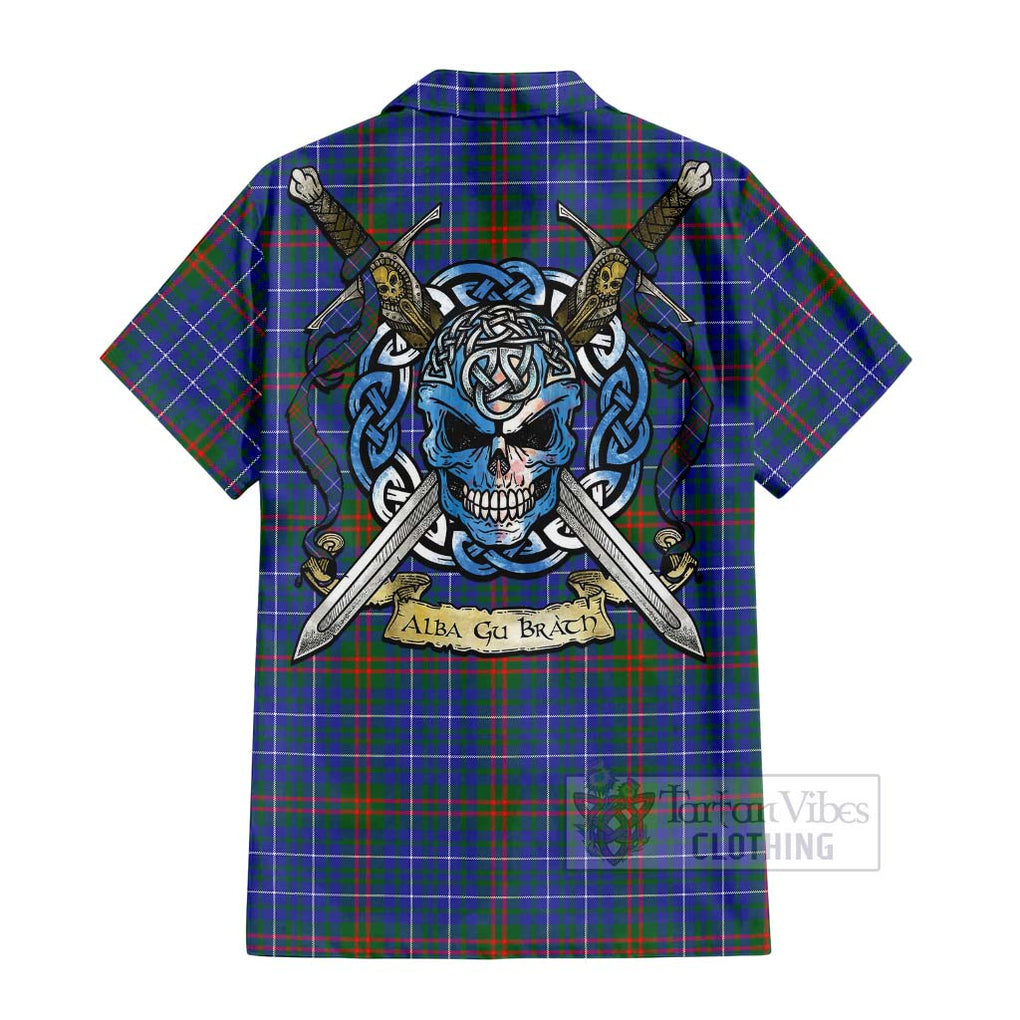 Edmonstone Tartan Hawaiian Shirt with Family Crest Celtic Skull Style - Tartan Vibes Clothing