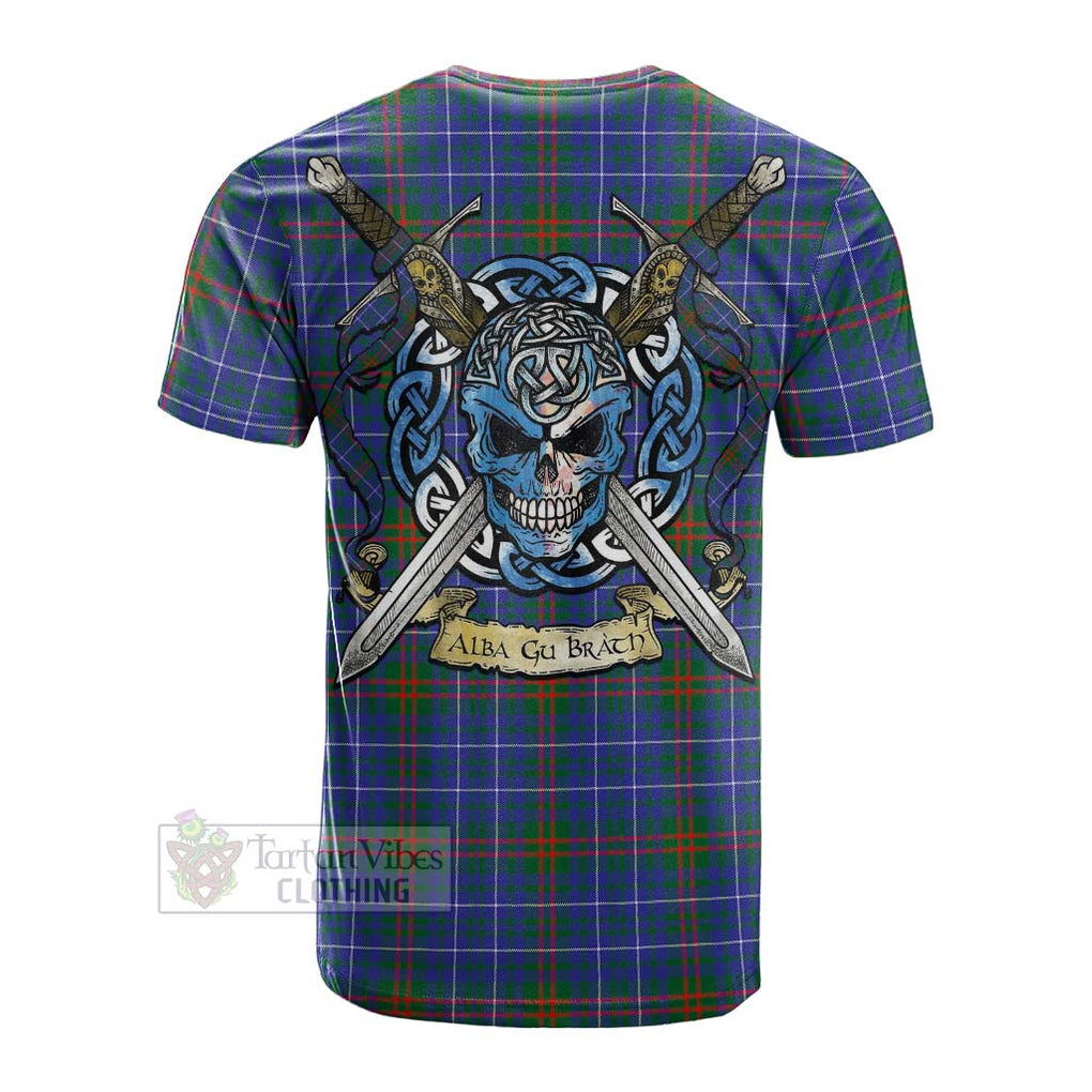 Edmonstone Tartan Cotton T-shirt with Family Crest Celtic Skull Style Men's Shirt - Tartan Vibes Clothing