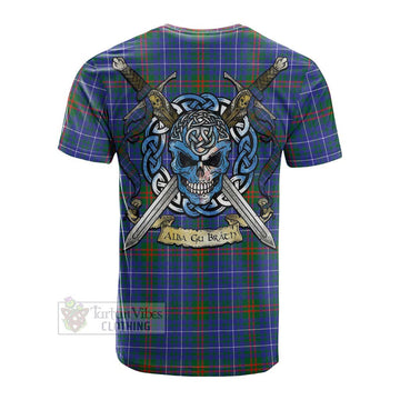 Edmonstone Tartan Cotton T-shirt with Family Crest Celtic Skull Style Men's Shirt - Tartan Vibes Clothing