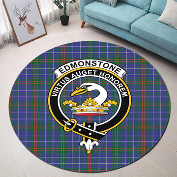 Edmonstone Tartan Round Rug with Family Crest - Tartan Vibes Clothing
