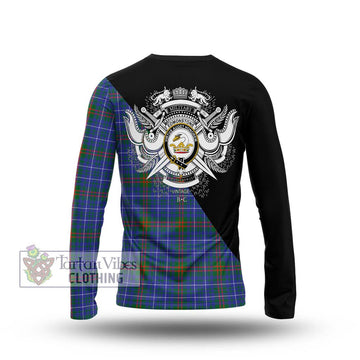 Edmonstone Tartan Long Sleeve T-Shirt with Family Crest and Military Logo Style - Tartan Vibes Clothing