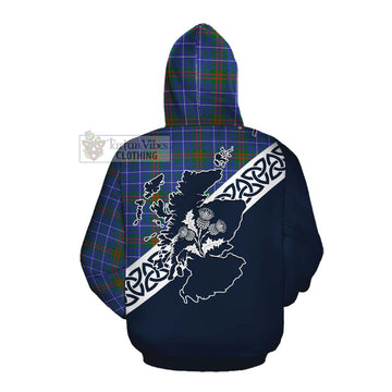 Edmonstone Tartan Cotton Hoodie Featuring Thistle and Scotland Map Pullover Hoodie - Tartan Vibes Clothing