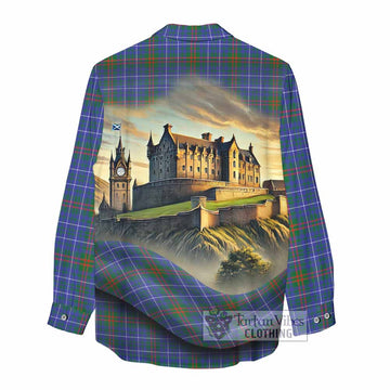 Edmonstone Tartan Family Crest Women's Casual Shirt with Scottish Ancient Castle Style - Tartan Vibes Clothing