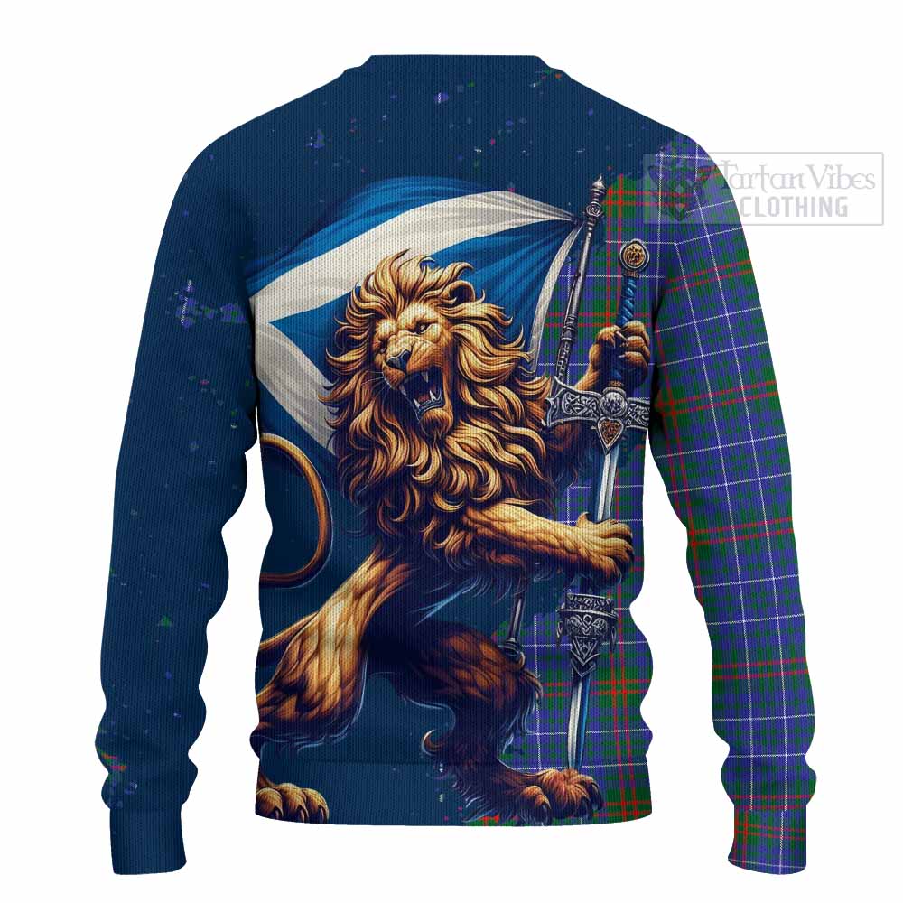 Edmonstone Tartan Family Crest Knitted Sweater with Scottish Majestic Lion - Tartan Vibes Clothing