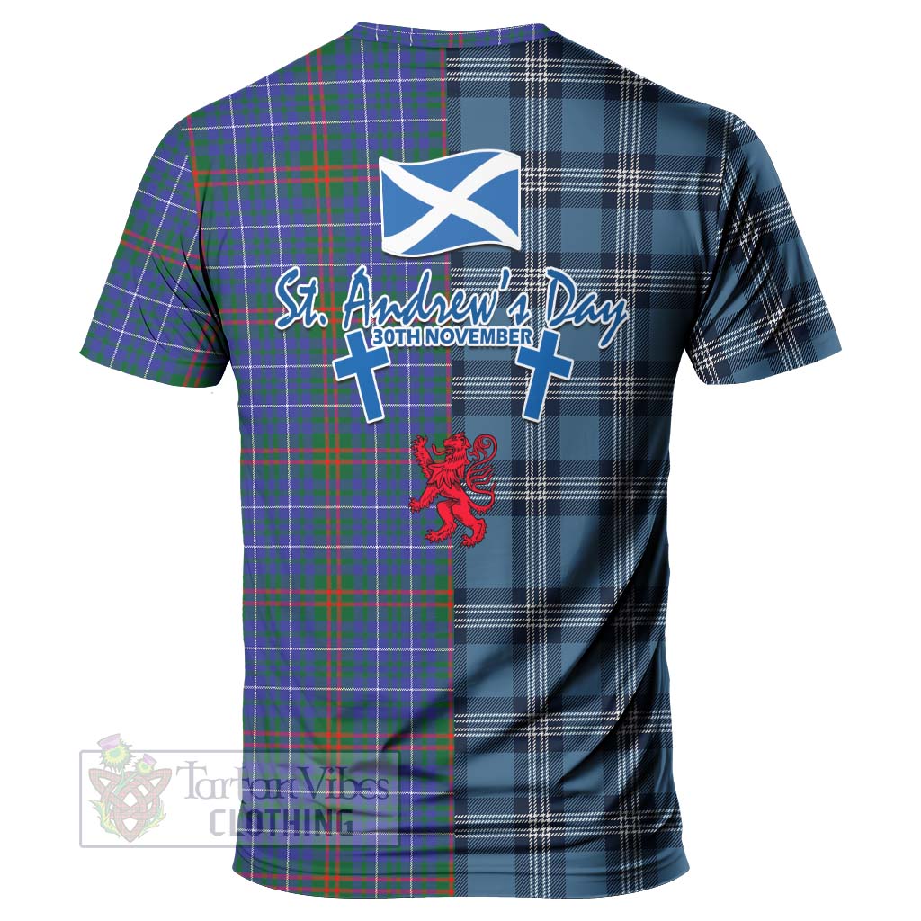 Edmonstone Tartan T-Shirt Happy St. Andrew's Day Half Tartan Style - Tartan Vibes Clothing