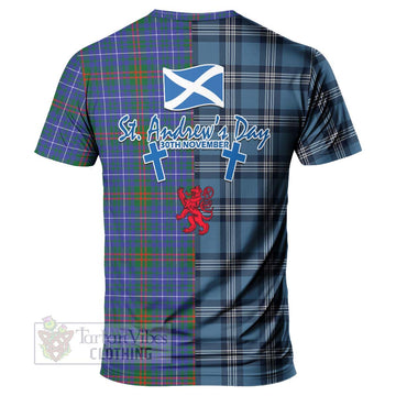 Edmonstone Tartan T-Shirt Happy St. Andrew's Day Half Tartan Style - Tartan Vibes Clothing