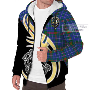 Edmonstone Tartan Sherpa Hoodie with Family Crest and Celtic Symbol Style - Tartan Vibes Clothing
