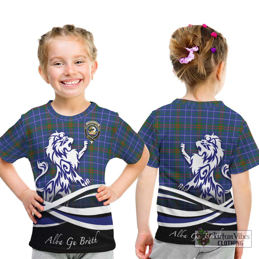 Edmonstone Tartan Kid T-Shirt with Alba Gu Brath Regal Lion Emblem - Tartan Vibes Clothing