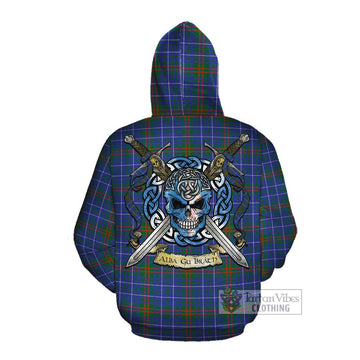 Edmonstone Tartan Cotton Hoodie with Family Crest Celtic Skull Style Pullover Hoodie - Tartan Vibes Clothing