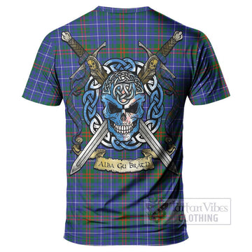 Edmonstone Tartan T-Shirt with Family Crest Celtic Skull Style - Tartan Vibes Clothing
