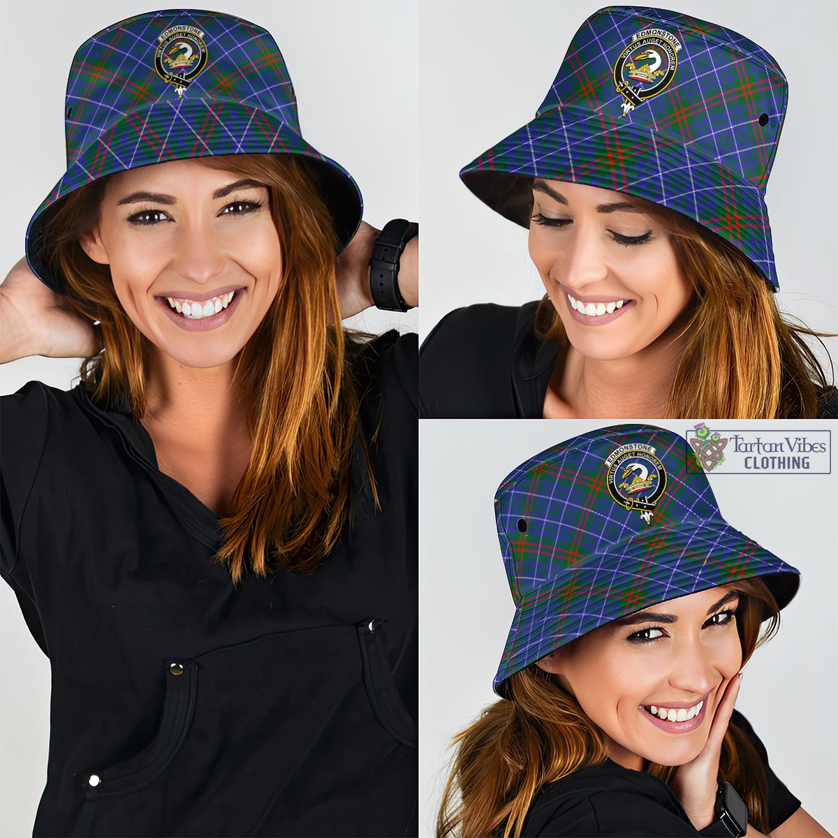 Edmonstone Tartan Bucket Hat with Family Crest - Tartan Vibes Clothing
