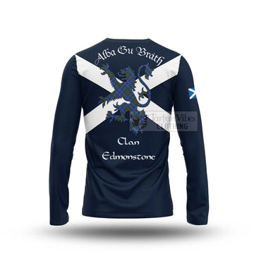 Edmonstone Tartan Lion Rampant Long Sleeve T-Shirt Proudly Display Your Heritage with Alba Gu Brath and Clan Name - Tartan Vibes Clothing