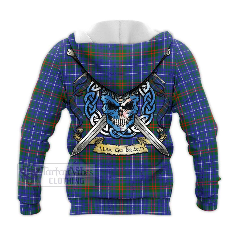 Edmonstone Tartan Knitted Hoodie with Family Crest Celtic Skull Style - Tartan Vibes Clothing