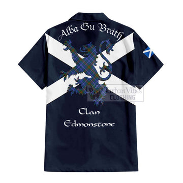Edmonstone Tartan Lion Rampant Hawaiian Shirt Proudly Display Your Heritage with Alba Gu Brath and Clan Name - Tartan Vibes Clothing