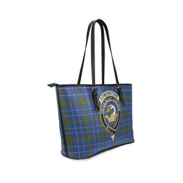 Edmonstone Tartan Leather Tote Bag with Family Crest - Tartan Vibes Clothing
