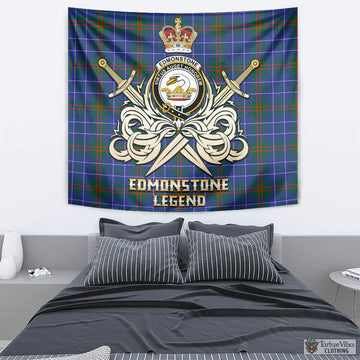 Edmonstone Tartan Tapestry with Clan Crest and the Golden Sword of Courageous Legacy - Tartan Vibes Clothing