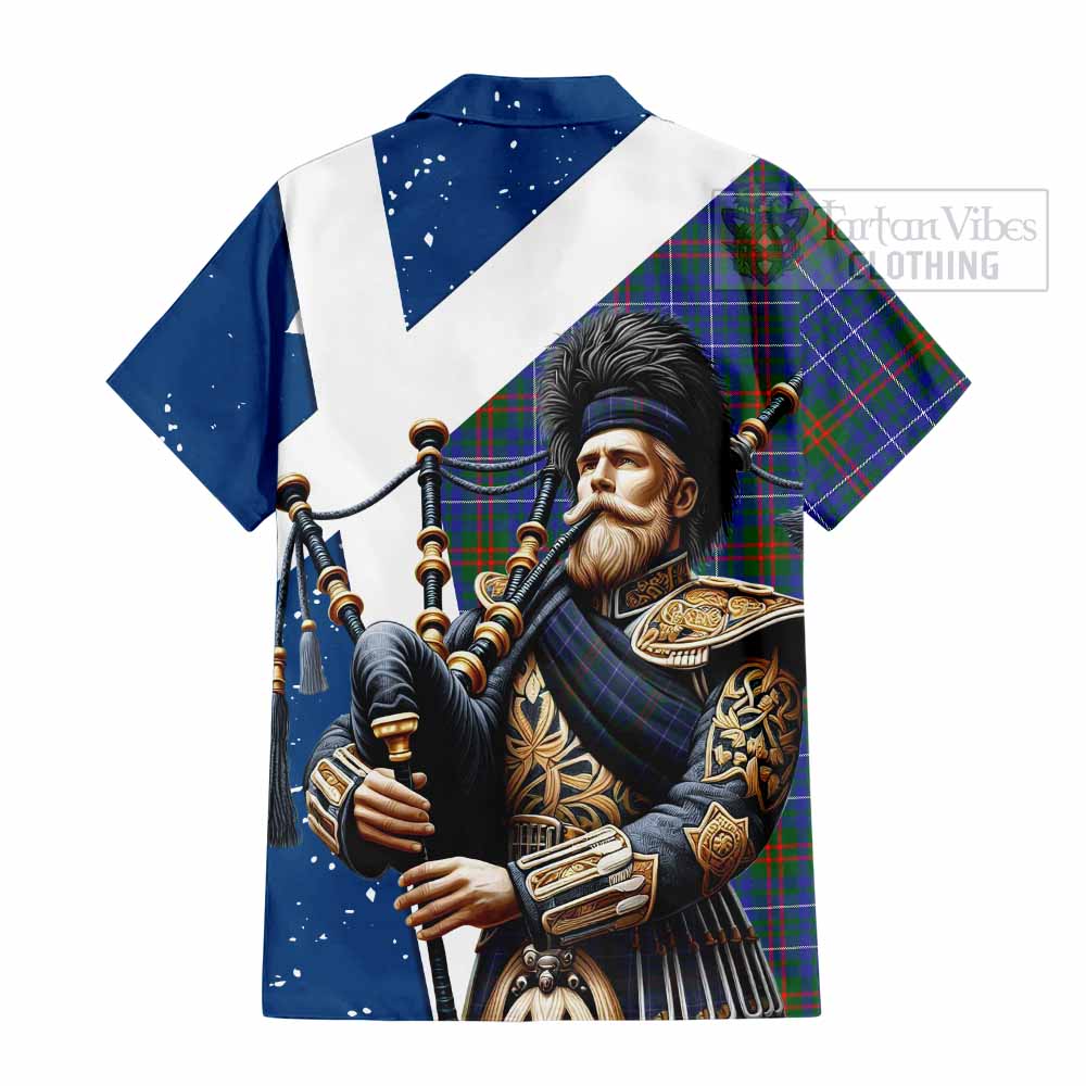 Edmonstone Tartan Hawaiian Shirt with Family Crest Scottish Bagpiper Vibes - Tartan Vibes Clothing