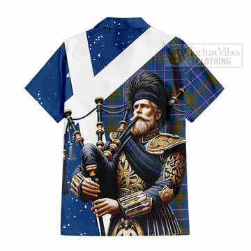 Edmonstone Tartan Hawaiian Shirt with Family Crest Scottish Bagpiper Vibes - Tartan Vibes Clothing