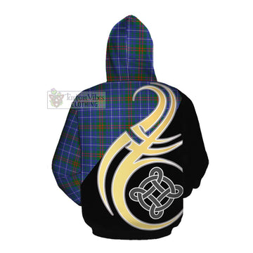 Edmonstone Tartan Cotton Hoodie with Family Crest and Celtic Symbol Style Pullover Hoodie - Tartan Vibes Clothing