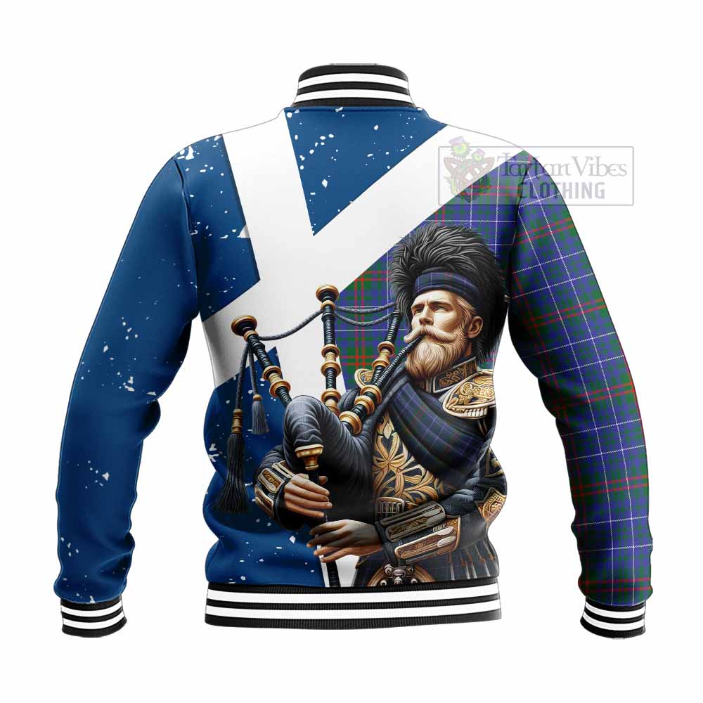 Edmonstone Tartan Baseball Jacket with Family Crest Scottish Bagpiper Vibes - Tartan Vibes Clothing