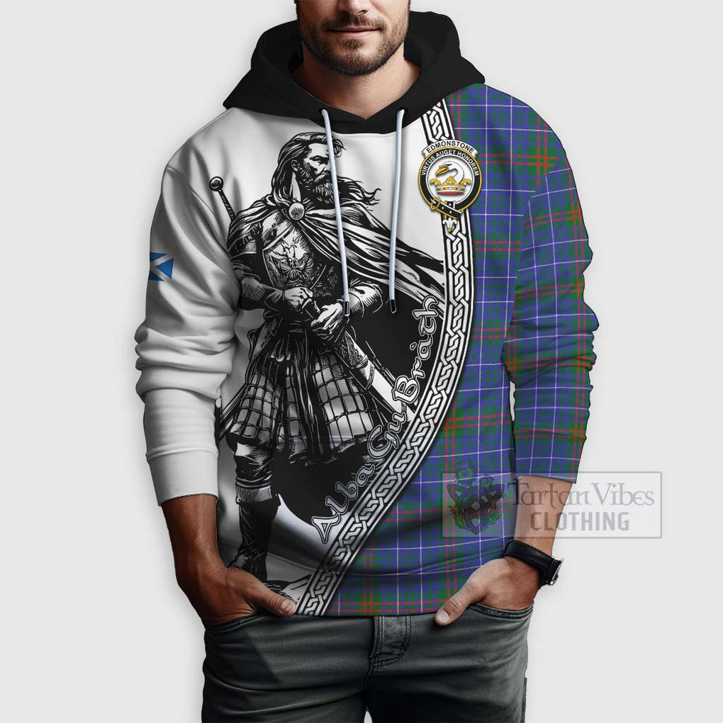 Edmonstone Tartan Clan Crest Hoodie with Highlander Warrior Celtic Style - Tartan Vibes Clothing