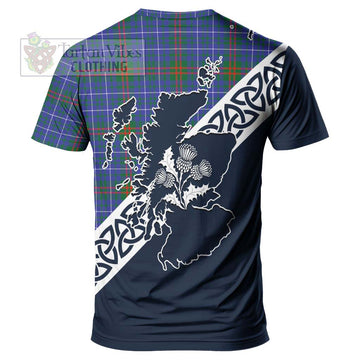 Edmonstone Tartan T-Shirt Featuring Thistle and Scotland Map - Tartanvibesclothing Store
